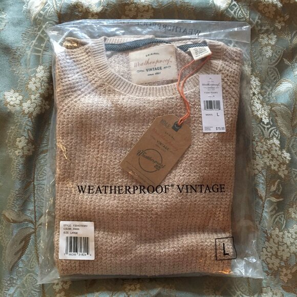 Weatherproof Vintage Waffle Donegal Fawn Sweater Men's Size Large - Picture 2 of 6